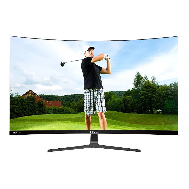 HYC 32-inch curved 75Hz gaming monitor and triple borderless monitor with audio home office and HD interface and metal stand