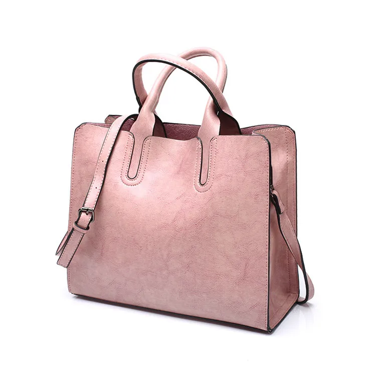 

High quality sustainable plain leather pu casual handbags for women 2021 cross body shoulder large capacity tote bags wholesale