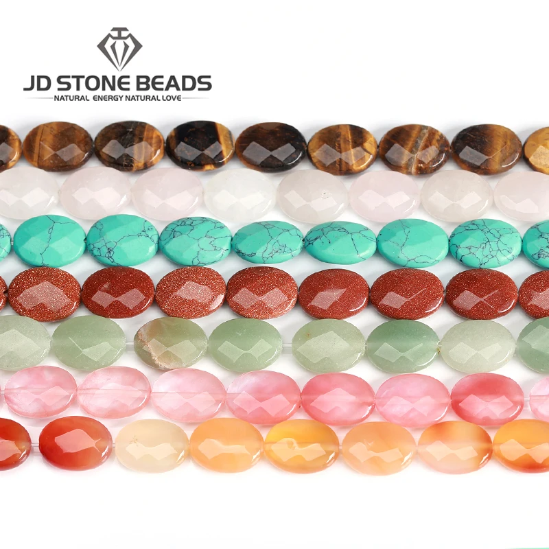 

Natural Loose Gemstone Faceted Oval Shape For Necklace Earring Making Fancy Agate Jade Beads For Bracelet