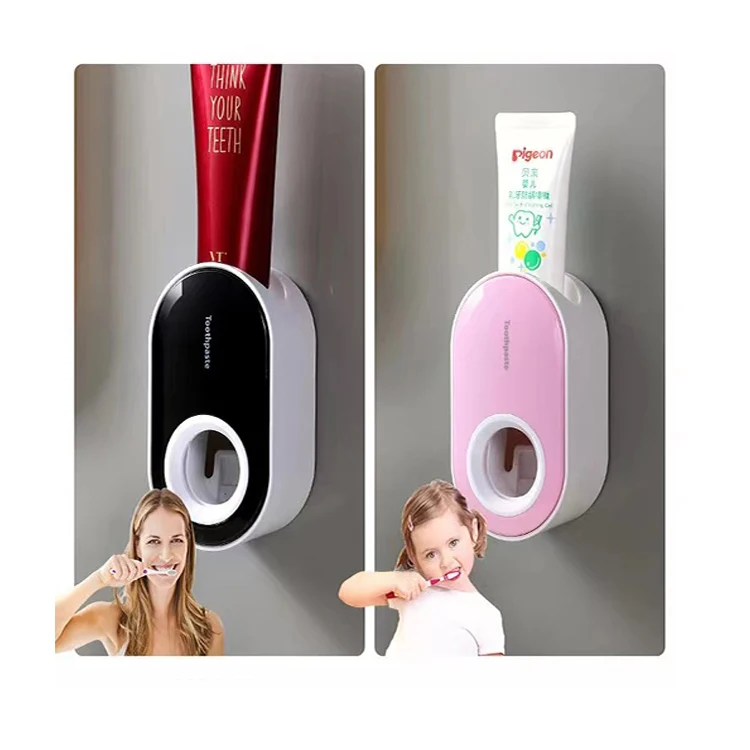 

2020 Hot sale Automatic Toothpaste Dispenser Wall Mount Toothbrush Holder, White black silver