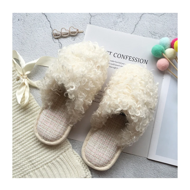 

New Fashion Ladies Casual Bedroom Slippers Indoor Warm Furry Slippers, As picture