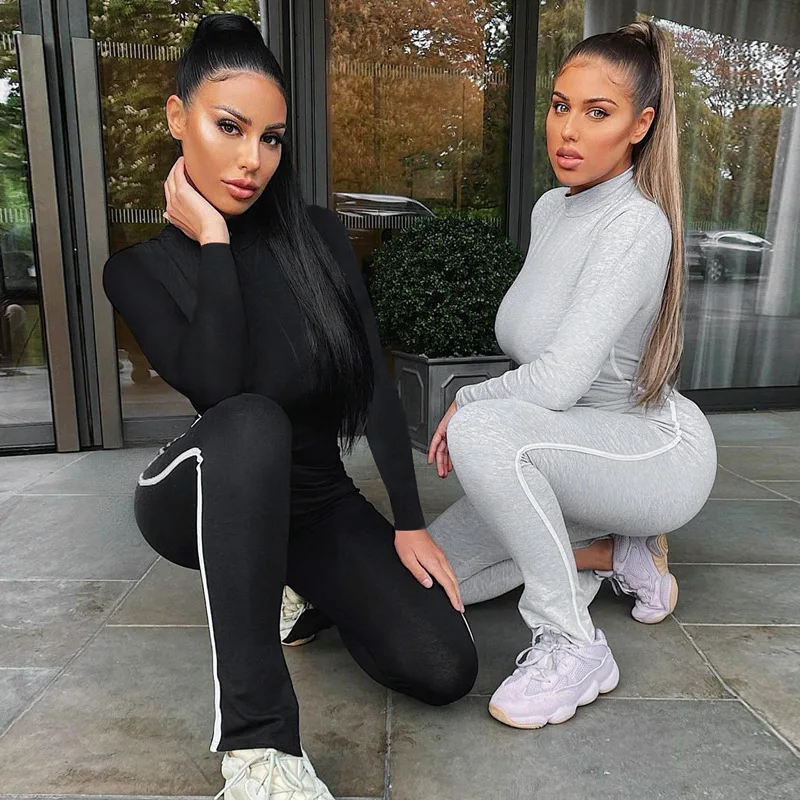 

Wholesale fall apparel for women casual fitness gym sports one piece long sleeve jumpsuit, Customized color
