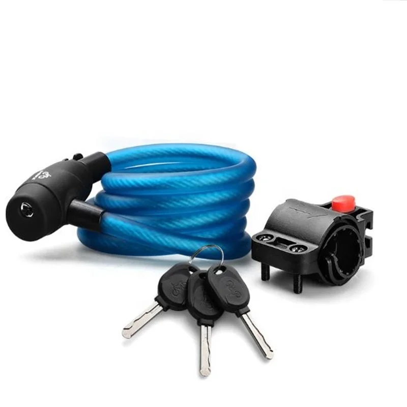 

Wholesale 1800mm Lengthen Bicycle Steel High Security Cable Lock, Black blue