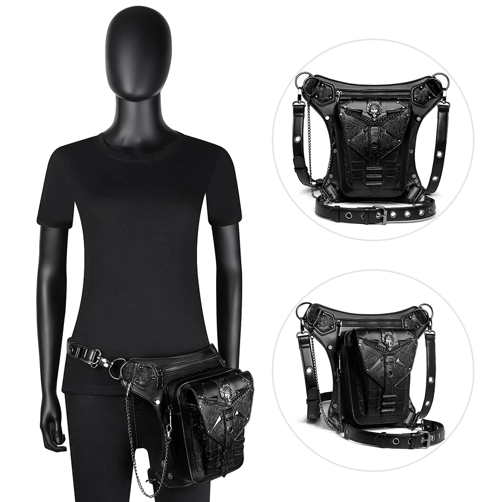 

New fashion steampunk skull chain package out of the motorcycle sac a main profit waist purses bags for men