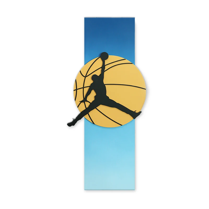 

JZ Kids Room Decor Mixed Media Art Wood Carving Basketball 3D Painting Pictures For Living Room Wall Decoration