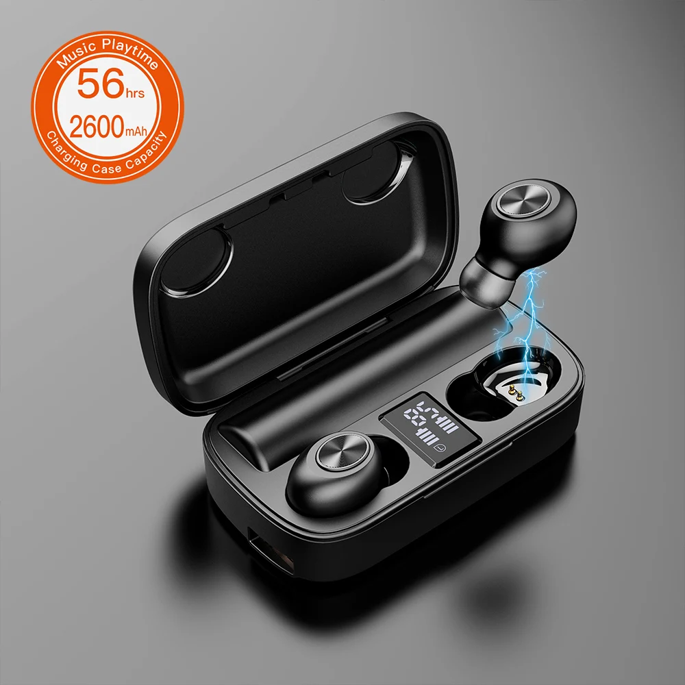 

Waterproof IPX4 TWS Stereo Earphones Click Control with Wireless Charging Case Earbuds for Android Phone, Black/red/pink/green