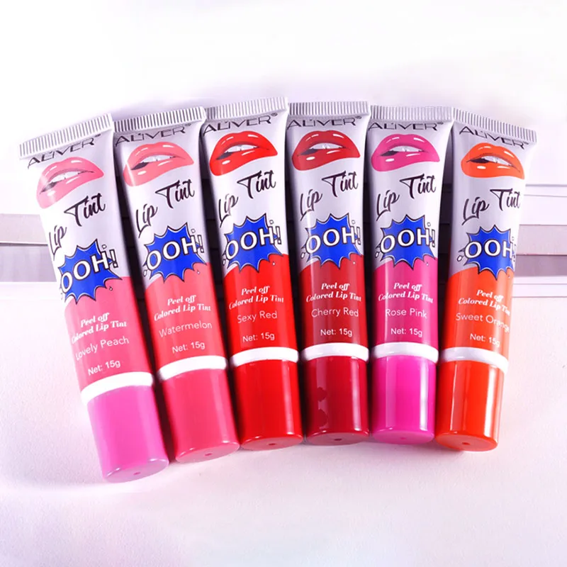 

ALIVER New Arrival Romantic 6 Colors Professional Long Lasting Waterproof Sexy Magic Peel Off Lip Tint Lipstick