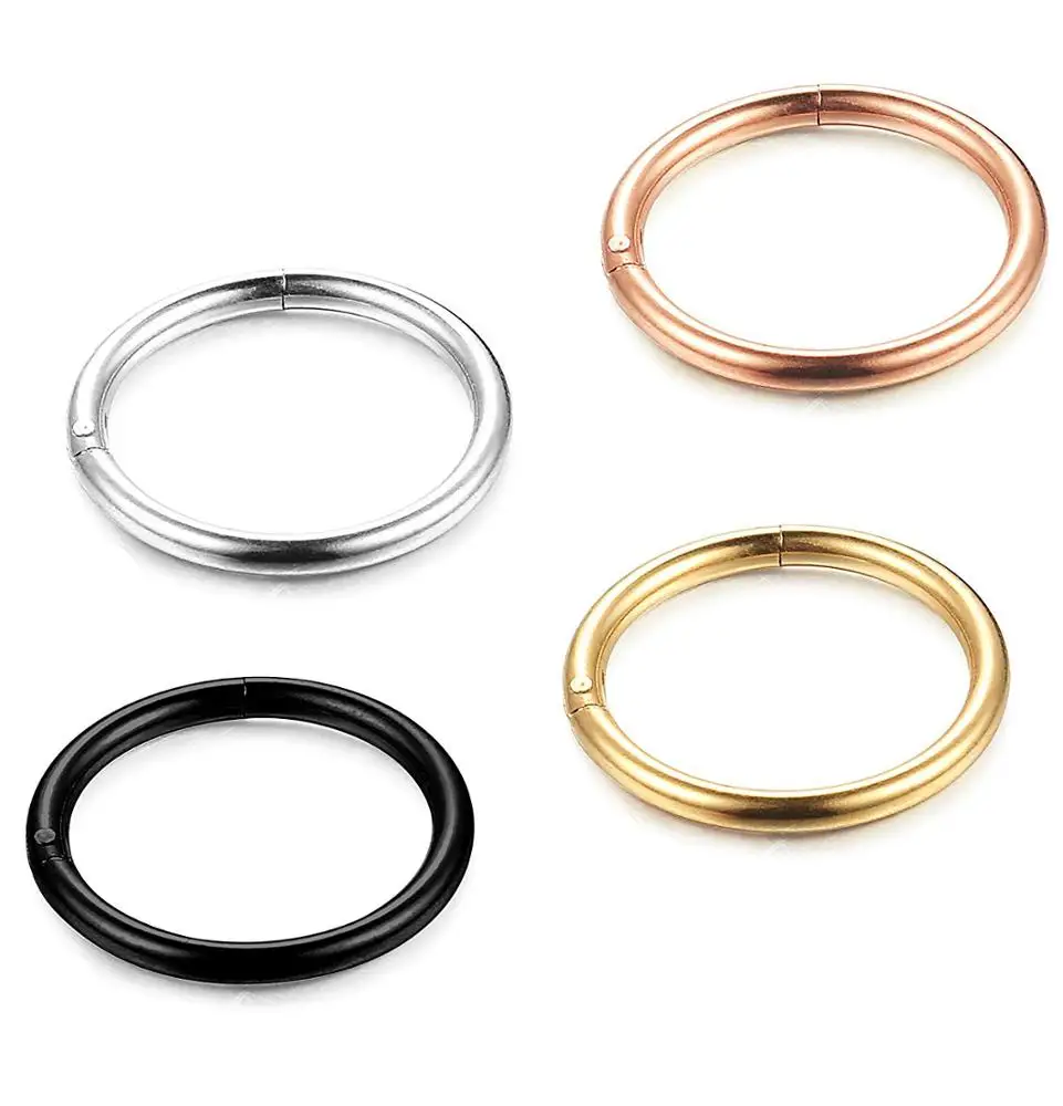 

Fashion 316L Surgical Steel Colorful plated segment hoop nasal septum ring nose ring body non piercing jewelry, Gold,rose gold,silver,black,rainbow,blue