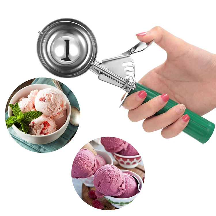 

New Trending 304 Stainless Steel Watermelon Ice Cream Scoop Online Shop Hot Sale Kitchen Gadgets Pp Handle Spoon, Different color