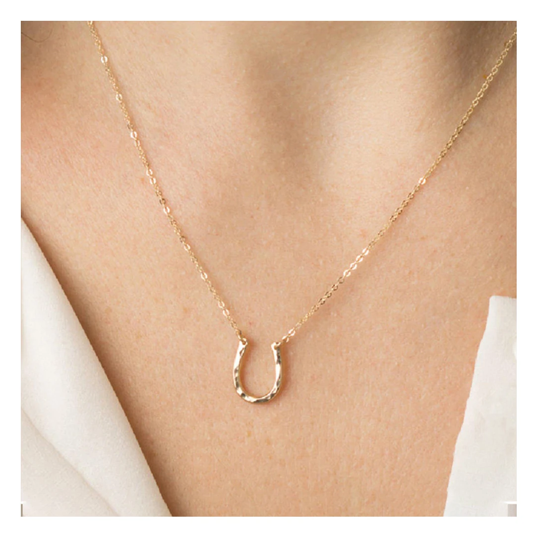 

Simple 14k 18k Gold Plated Stainless Steel Jewerly Fashion Woman Collar Chain Letter U-shaped Pendant Necklace, Silver/gold/rose gold