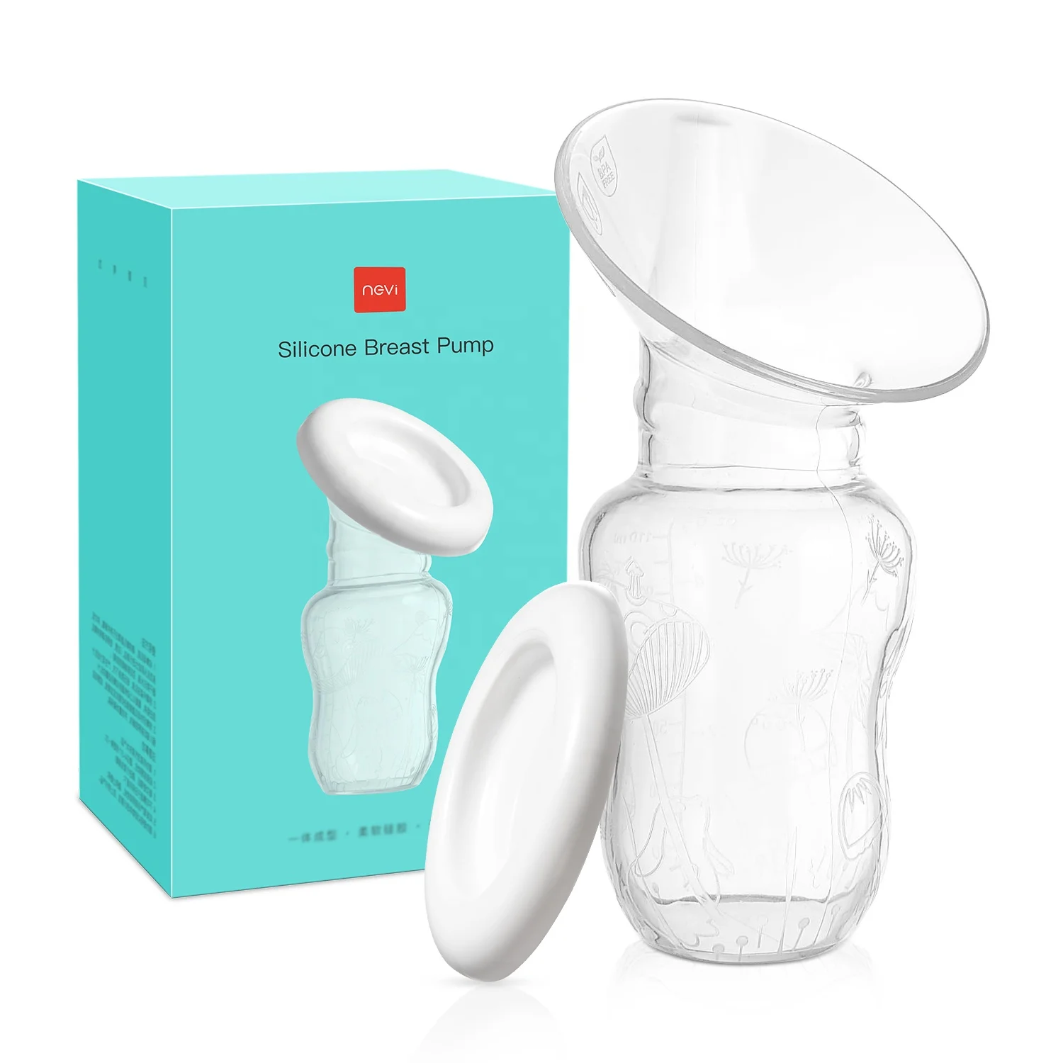 

Amazon Hot Sale High Quality Custom Logo 4oz/100ml White Soft Silicone Manual Breast Pump