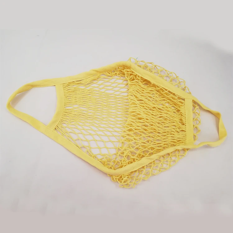 Factory In Stock Lemon Yellow Cotton Mesh Eco Bag For Fruit Vegetable