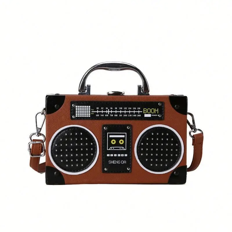 

2020 Trendy Personality Retro Radio Style PU Leather Fashion Ladies Clutch Bag Purse Shoulder Handbags