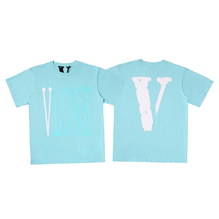 

2021 oversize cotton men's T-shirt with big "V" print unisex Trendy Design high quality Short Sleeve Printed t-shirt vlones