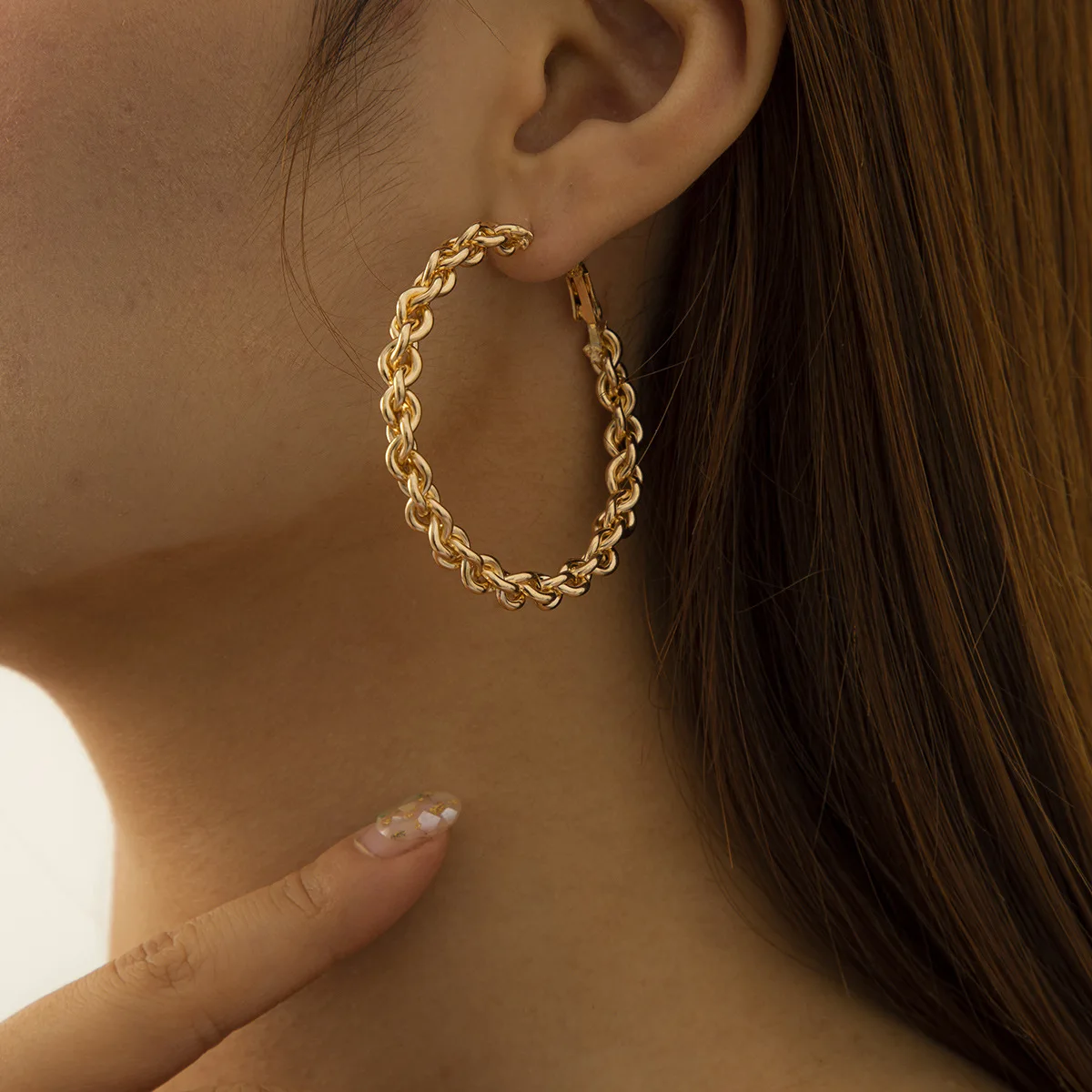 

Gold plated african summer channel chain earrings bulk inspired women large big cc hoop earrings for woman jewelry women 2021