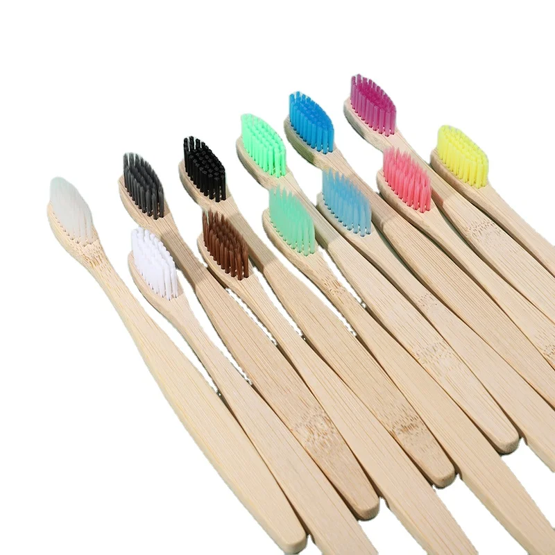 

2020 New eco-friendly head bamboo charcoal toothbrush soft bristle, Natural color