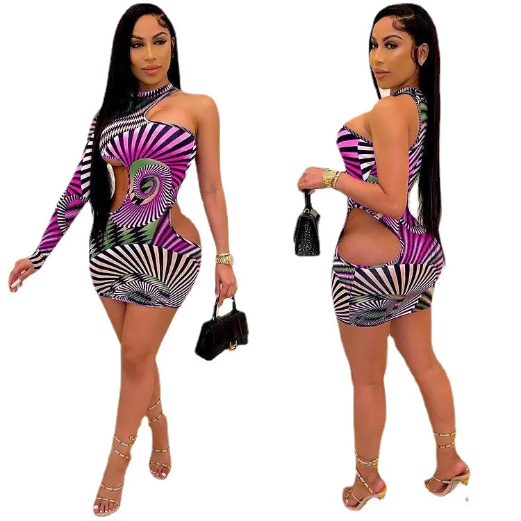 

Bodycon Mini dress single sleeve off shoulder club dress party dress for women