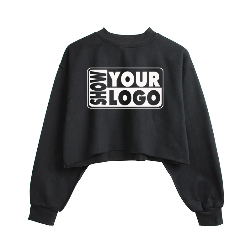 

Free Shipping Fashion Cotton Women Clothing Sexy Custom Street Wear Custom Logo Open Bottom Loose Fit Crop Top Spring Sweatshirt, Picture