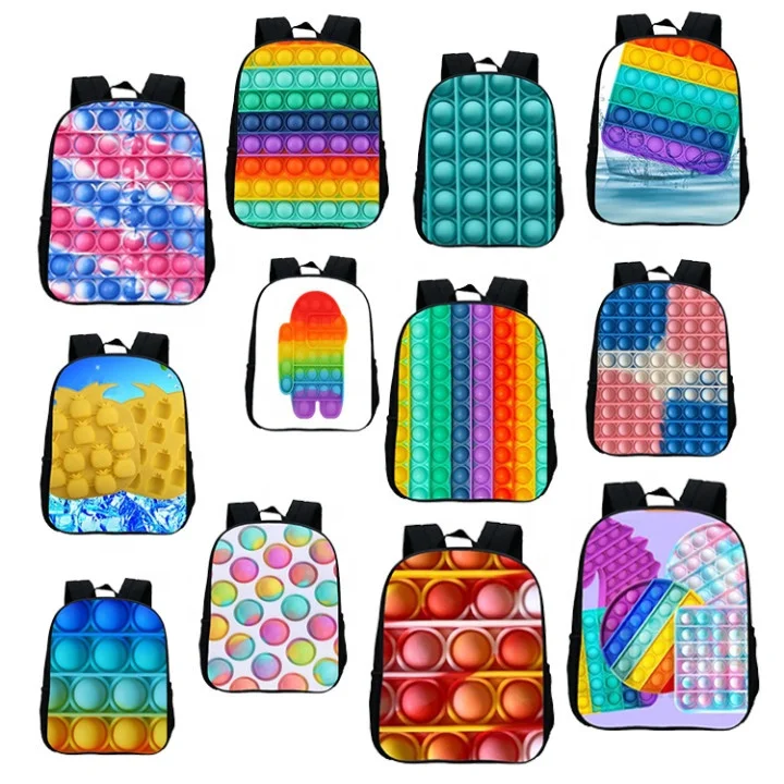 

Tik Tok Amazon New Rainbow Unisex Large Children Girls Kids School Real Pop It Fidget Backpack ,Pop It Book Bag ,Pop It Backpack