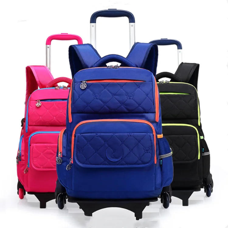 School Bag Wheeled Trolley Travel Case Backpack Extending Hand Luggage ...