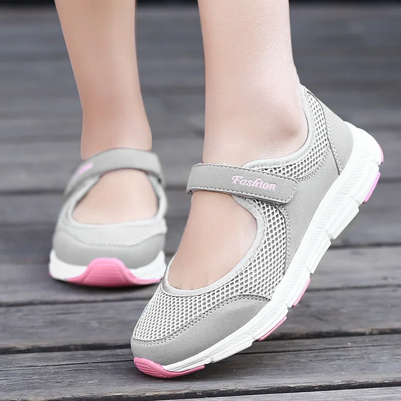

New Women Flats Spring Summer Ladies Mesh Flat Shoes Women Soft Breathable Sneakers Women Casual Shoes Zapatos De Mujer s190, As shown