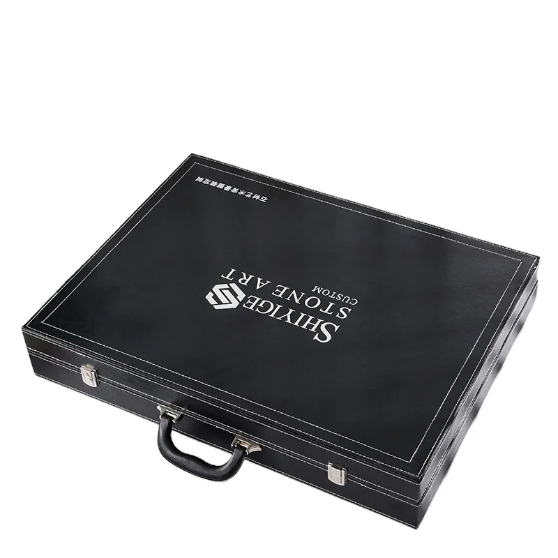 

Goldbox wholesale custom high-grade leather open light storage box can customize black sample box