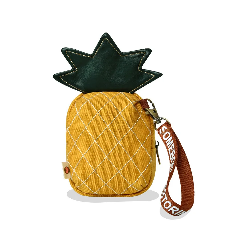 

2020 New fashion personalised oem mini small cute hanging coin purse Preppy Canvas pineapple shaped bag for girls lipstick, As picture