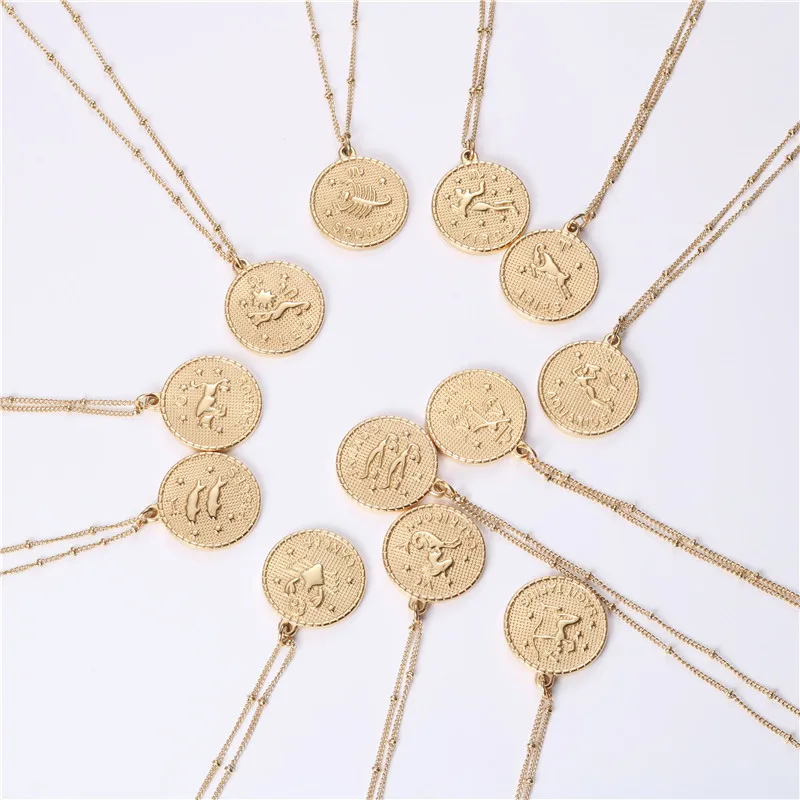 

Jewelry 18K Gold Plated The Zodiac Pendant Necklace Stainless Steel Jewelry Wholesale Tarnish Free, Picture
