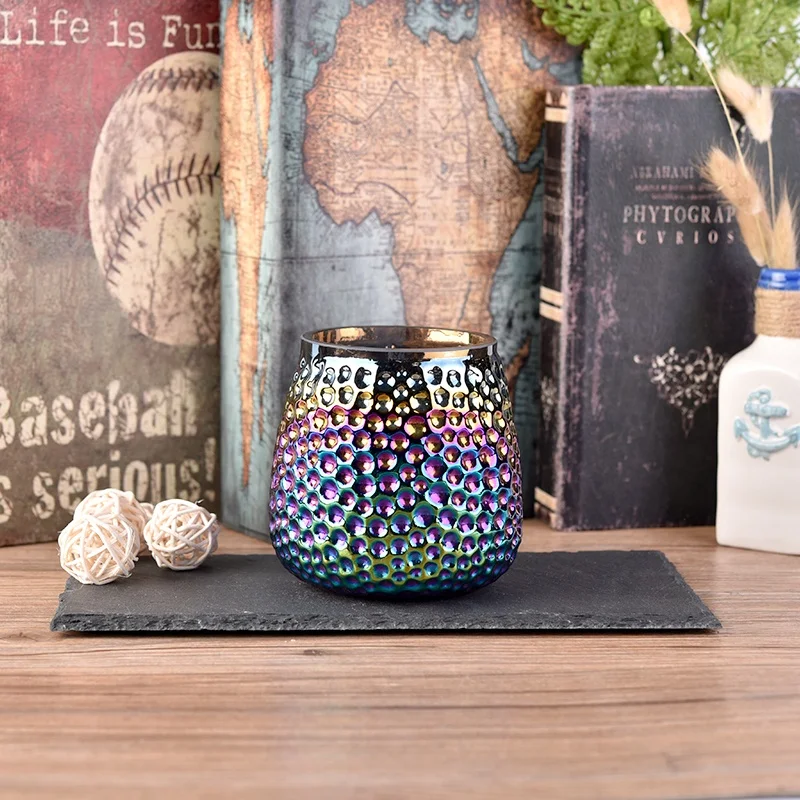 Antique round fingerprint pattern candle holder votive glass candle vessel home decor in bulk