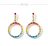 VEIUA Earring Simple Jewelry Round Pattern Drill Earings Fashion AAA Colorful Zircon Element Earrings for Women
