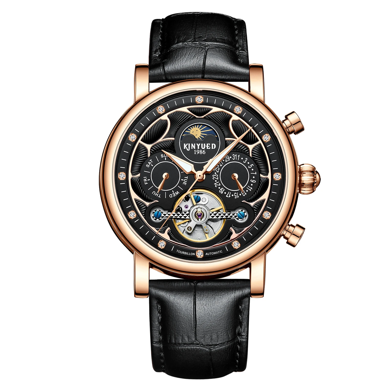 

KINYUED J079 new arrive custom logo wristwatch luminous multifunction fashion mens watch