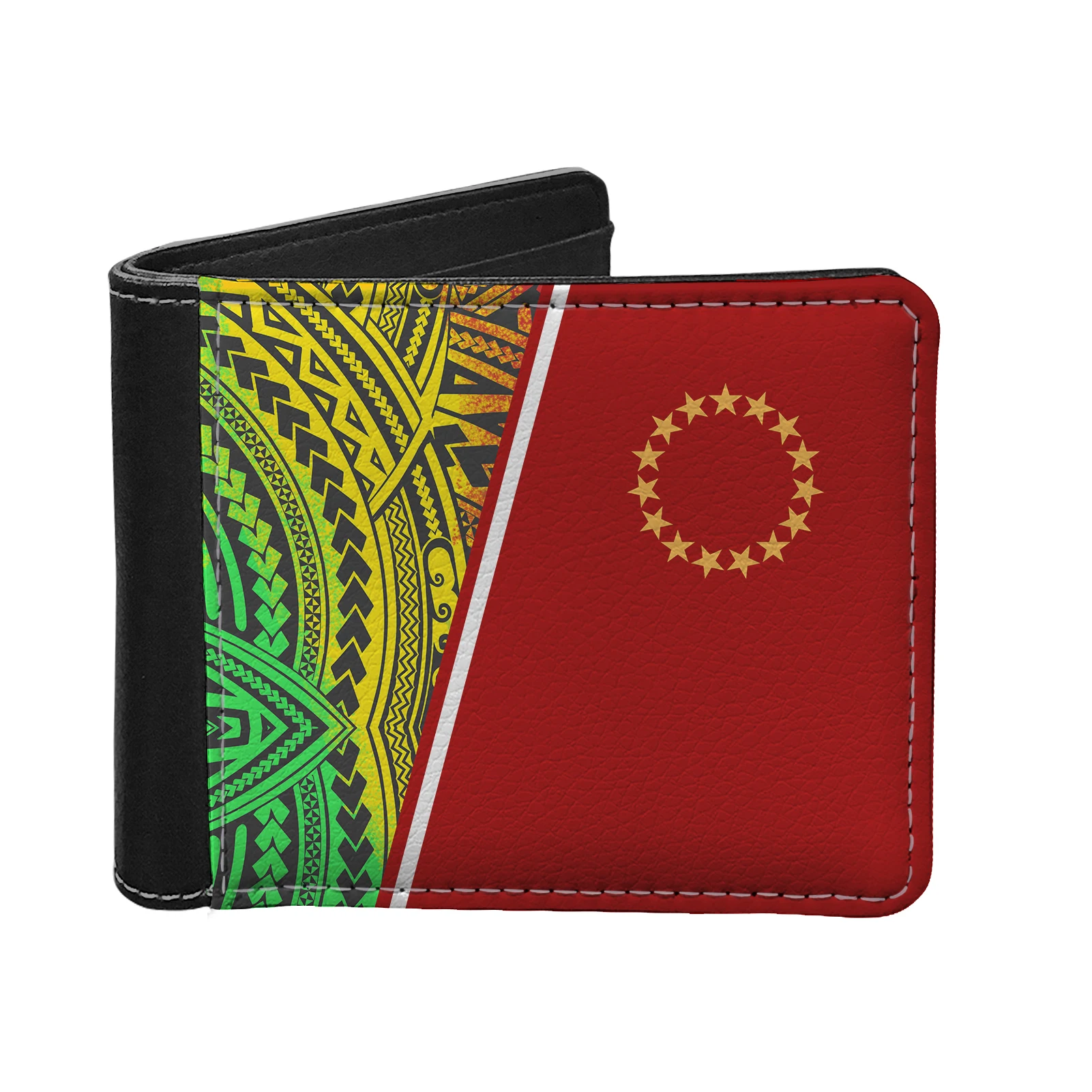 

2021 Wholesale Designed Wallet For Men Cook Islands Tribal Print LOGO Male Men Leather Wallet Cheap Price Mens Wallets Purse, Customized