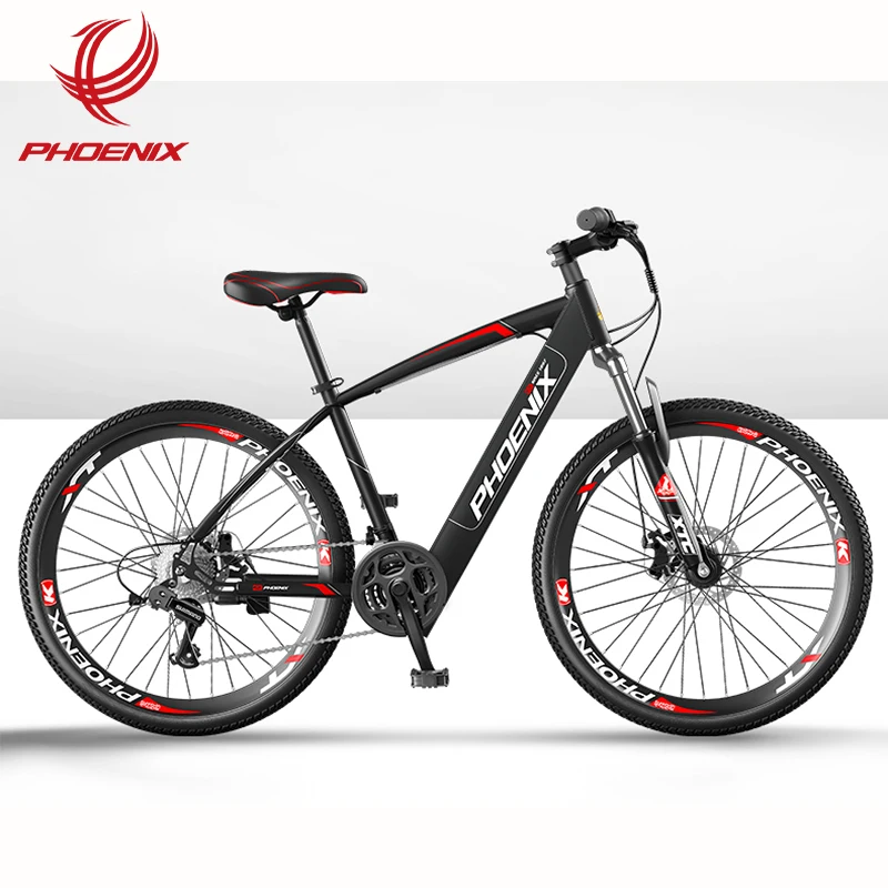 

Phoenix BLACK&RED 26"9.6AH lithium battery electric bicycle Carbon Steel Electric Mountain Bike