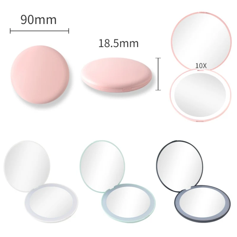 

1PC Make Up Mirror lights Women Portable pretty led mirror Ladies Cosmetic Folding Pocket with 6 LED Lights Makeup Tool