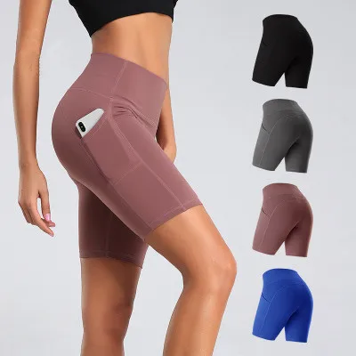 Factory Wholesale Fitness Wear Sports Shorts With Side Pocket For Women And Girls