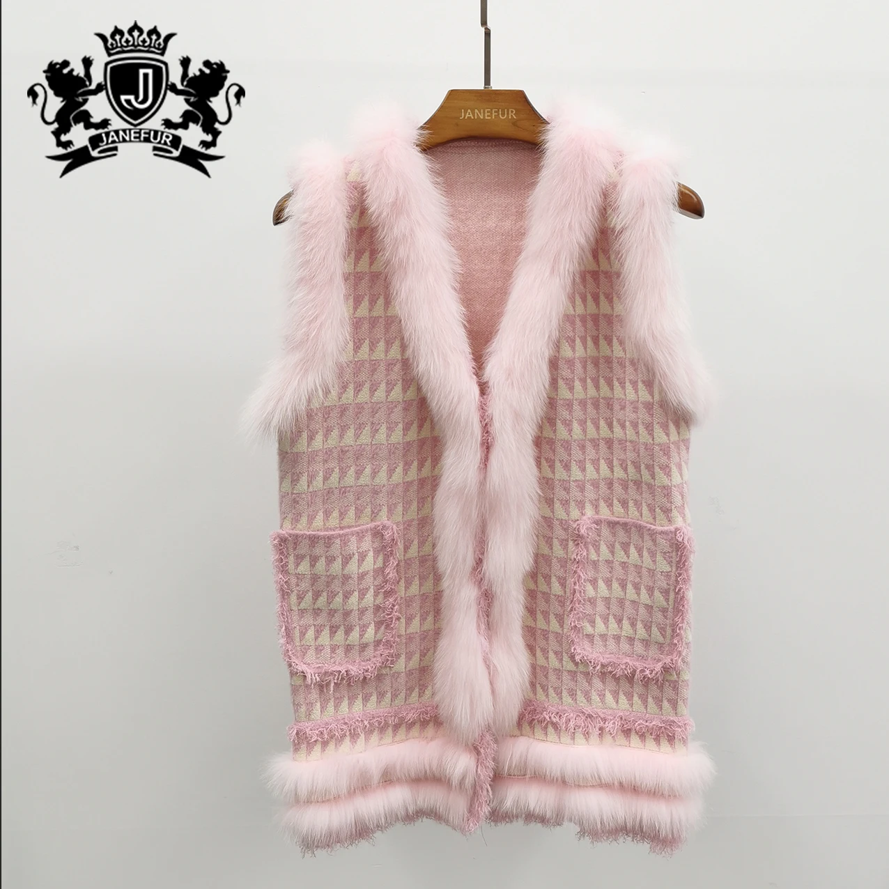 

Janefur hot sale women sweater vest winter warm sweet fur women sweater vest
