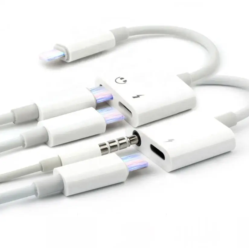 

Hot Selling For Iphone 2 In 1 Mobile Phones 3.5mm Usb Charging Cable Audio Adapter