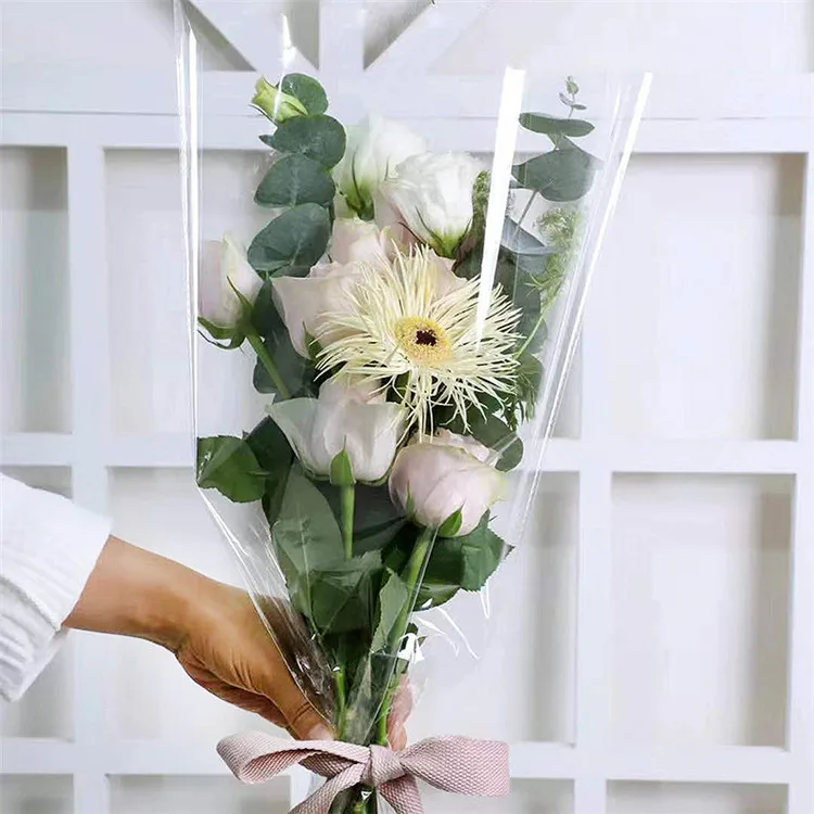 
2020 New design popular clear opp floral wrapping fresh flower packing sleeves 