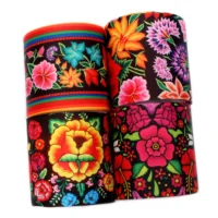 

Mexico Flower Pattern Custom Printed Grosgrain Ribbon 75mm