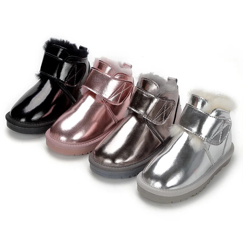 

wholesale new design cute kids Unisex winter Australia sheepskin fur ankle snow boots vendor