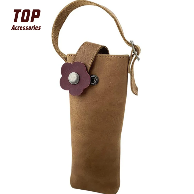 

High Quality Portable Leather Insulated Water Bottle Sleeves With Handle