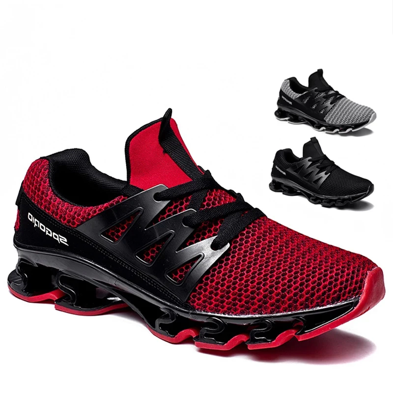 

Classic hot sale men's casual shoes blade soles sneakers running shoes comfortable breathable red shoes, Black,red,grey