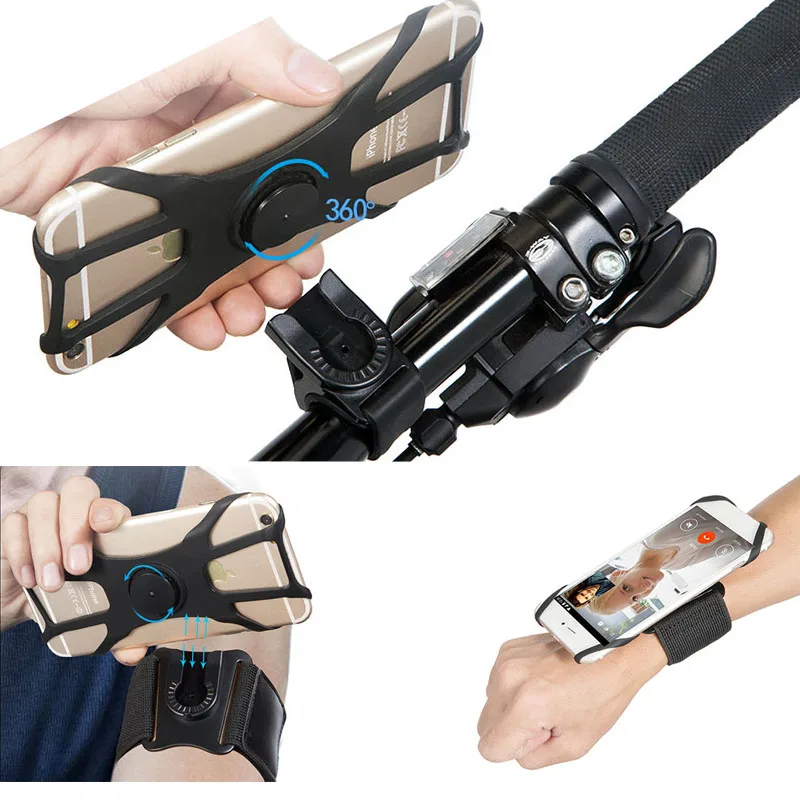

3 in 1 Arm Band Belt Clip and Bike Mount Sports Running Arm Band Smartphone Stand Universal Wristband Gym Phone Holder