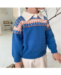 

Autumn Children's Clothing Long Sleeve Pullover Knitted Cardigan New Baby Lapel Sweater For Girls, Picture shows