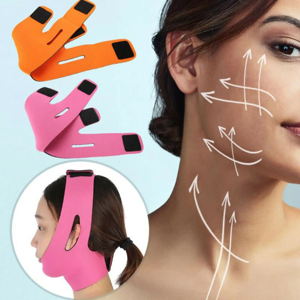 

Hot Selling Face Slimming Cheek Mask V Face Line Lift Belt Strap Band To Reduce Double Chin, Black/orange/pink