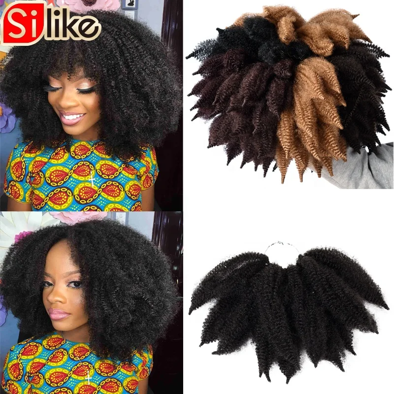 

pre twisted synthetic Fashion Hair extension for 8" crochet braids Hot selling Afro Kinky Bulk Synthetic twist marley braiding, #1,#2,#27,#33,#99j