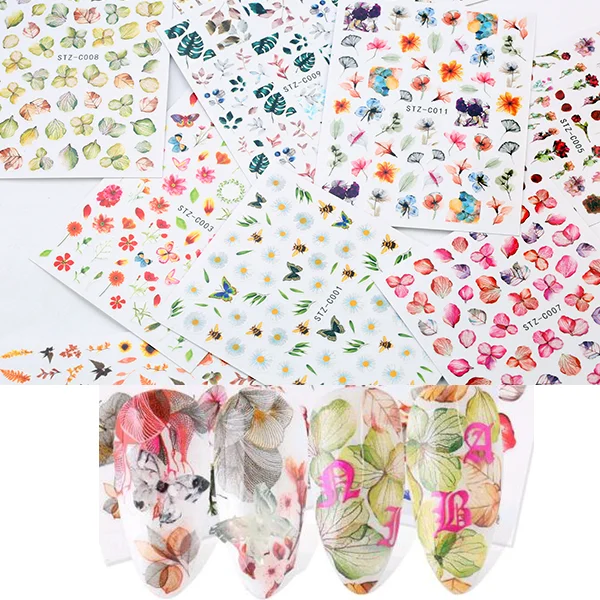 

Colors Decoration Flower Luxury Nail Sticker Retro Words Letter Style Nail Sticker for Nail, As picture