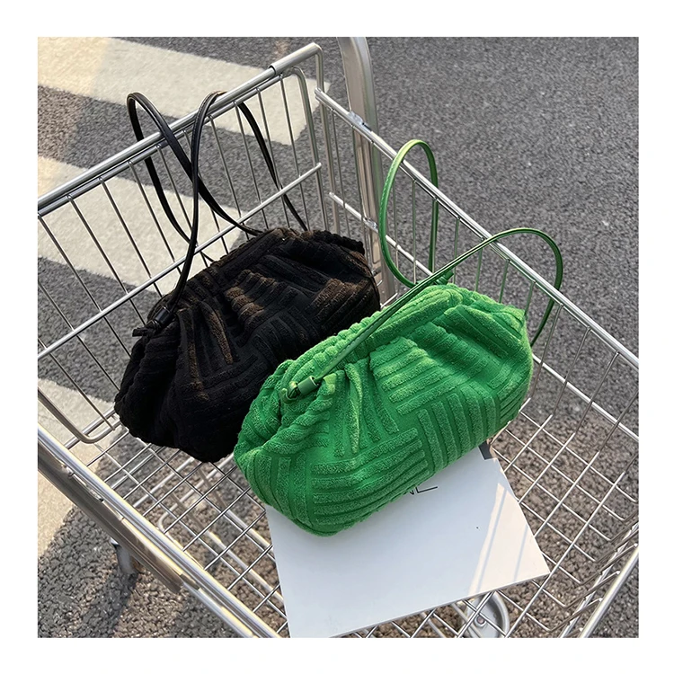 

Embossed Towel Cloud Bag Autumn Winter Corduroy Clip Small Clutch For Women Fashion Shoulder Crossbody Bags Brand Handbags