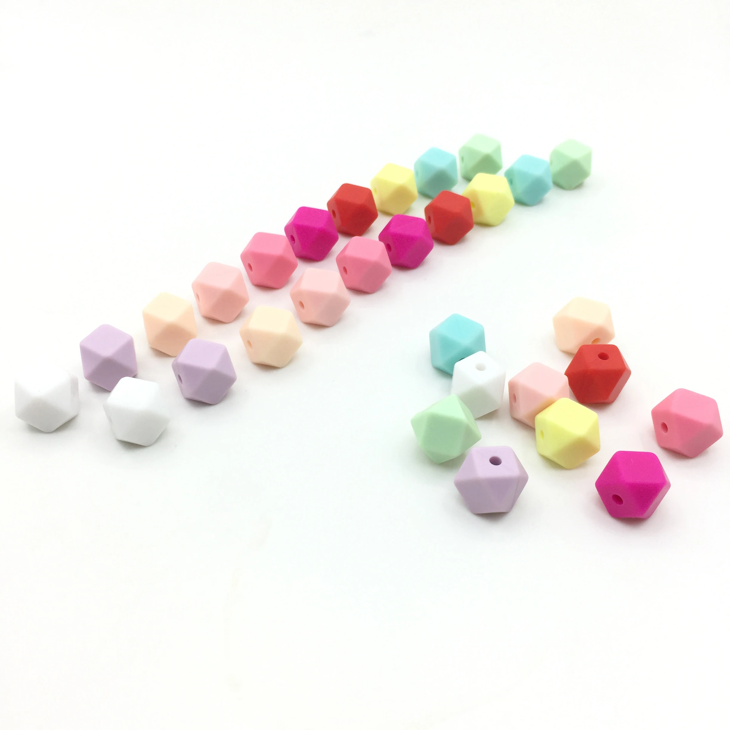 

New Arrival Baby BPA Free  Hexagon silicone beads, 33 colors