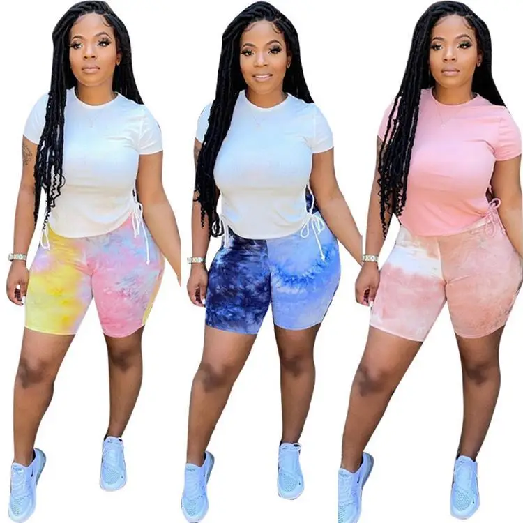 

Best Seller Outfits Fashion Two Piece Set Women Clothing Printed Drawstring Casual wholesale-Sportswear 2 Piece Shorts Yoga Set